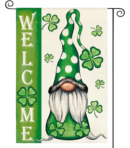 Amazon.com : St Patricks Day Garden Flag Double Sided, Green Gnome